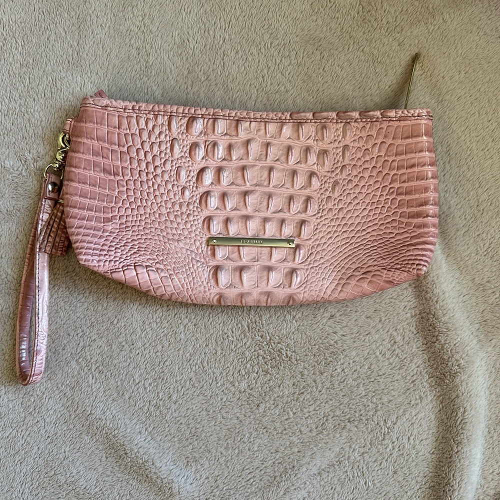 Brahmin pink wristlet purse